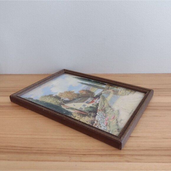 VtgGold Wooden Framed A Garden Spot Arthur Deforest Print Country Scene 8x11 - Picture 3 of 8